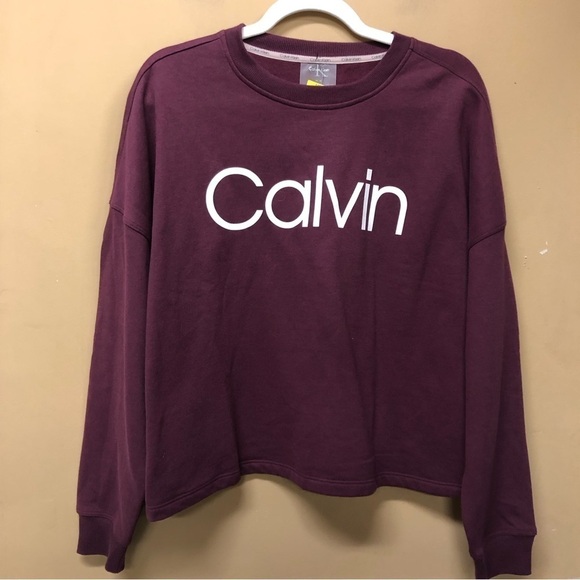 Calvin Klein Gar Purple Sweatshirt Spellout Size M NWT - Picture 1 of 5